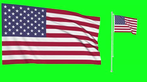 Greenscreen-Schwenkt-US-Flagge-Oder-Fahnenmast